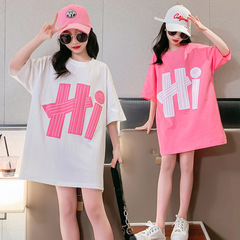 New 2024 Spring Fashion Short Sleeve T-Shirt for Big Kids - Korean Style Loose and Versatile Slimming Ins Inspired Super Hot Women's Trendy Top