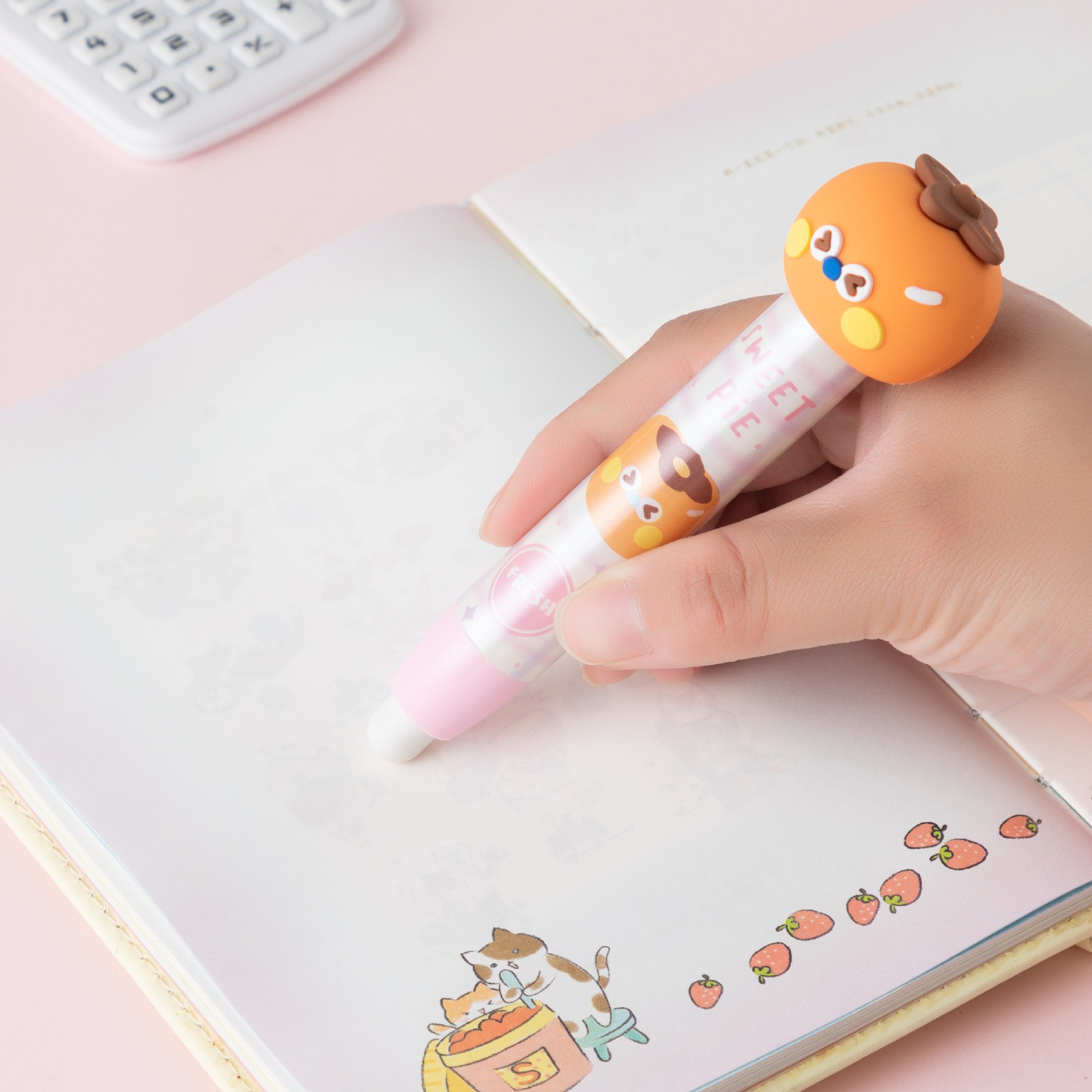 Anillo de frutas de dibujos animados creativos para niños, borrador de prensa, especial para estudiantes de primaria, sin caspa, limpio, sin dejar marcas