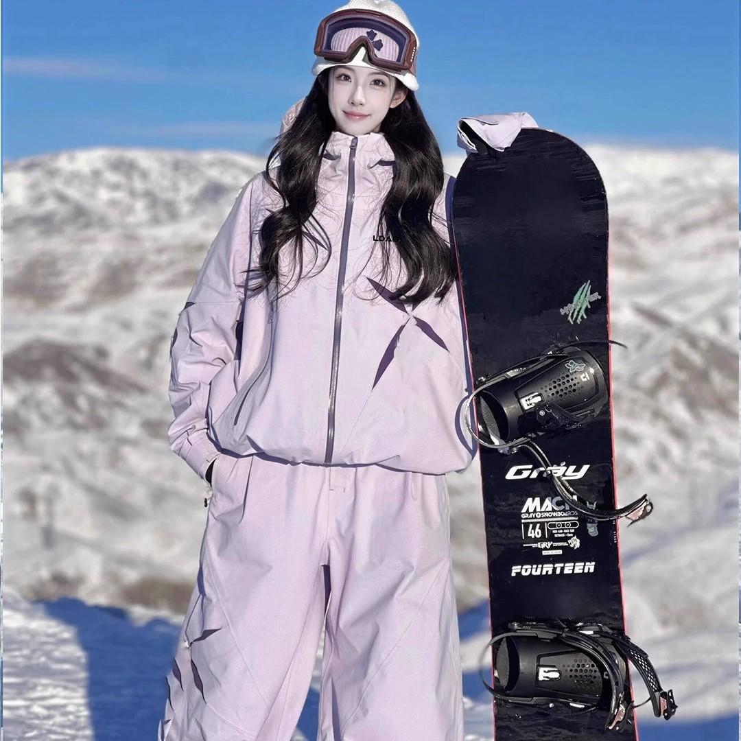 LDAB Purple Ski Suit for Women 2026 Autumn/Winter New Style Super Stylish Windproof Waterproof Cold-Proof Snowboard Jacket and Pants