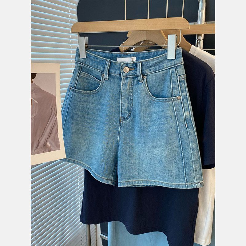 Women's Denim Shorts 2026 New Summer Thin Style Plus-Size Slimming High-Waisted A-Line Stretchy Wide-Leg Hot Pants Women's Denim Shorts 2026 New Summer Thin Style Plus-Size Slimming High-Waisted A-Line Stretchy Wide-Leg Hot Pants
