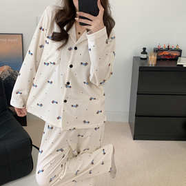 秋冬新款海岛绒可爱女韩版可爱宽松两件套可外穿睡衣家居服
