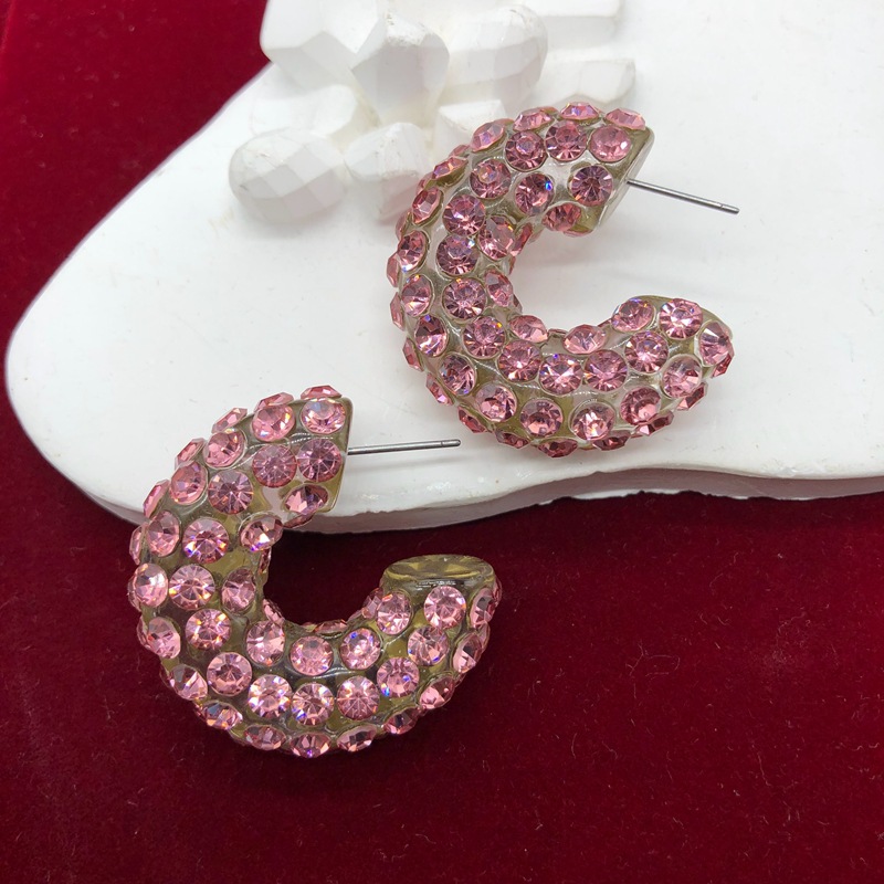 Ear Studs Classification 1 Pair Retro C Shape Plating Inlay Alloy Zircon Ear Studs