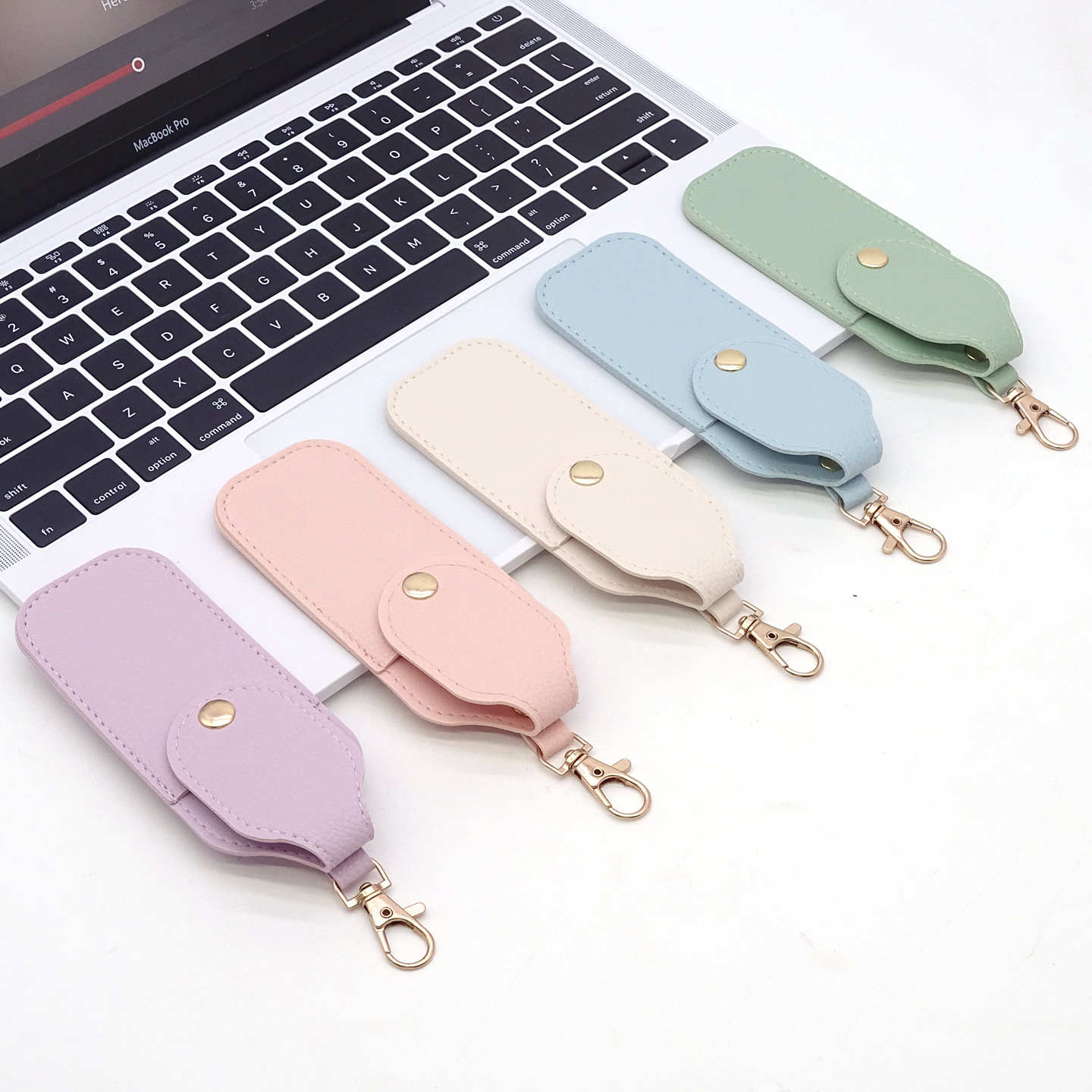 Cross-border spot portable lipstick storage bag keychain pendant candy color light customization