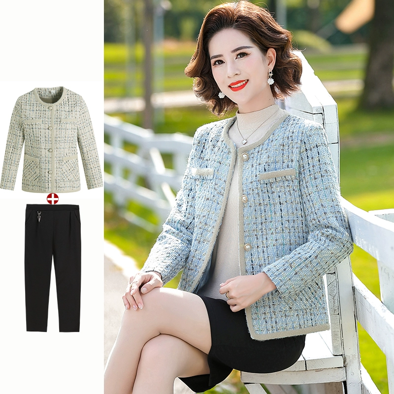 Осенняя короткая куртка для мамы для женщин среднего возраста 40 лет, маленький пиджак для женщин среднего и пожилого возраста, весенне-осенний топ в стиле Chanel.