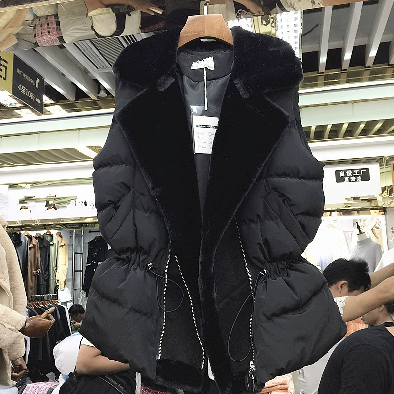 Демисезонное fashionable бархатное жилет с пухом, зимняя поддержка, корейский стиль, перо