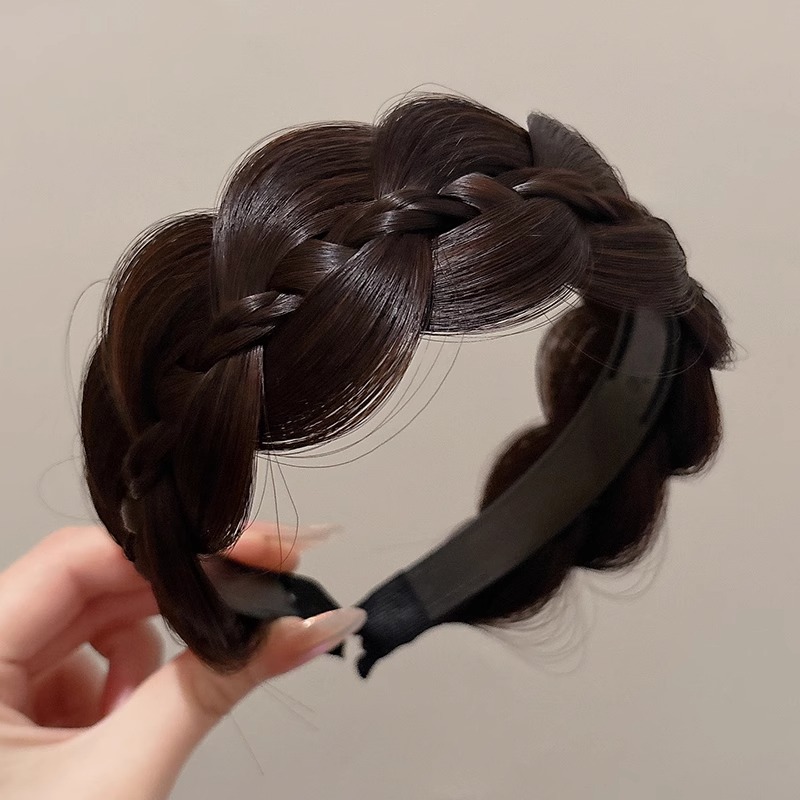 Anchos bordes trenzados de pescado pelucón de cabello para mujer cubierta cabello blanco broche de cabello con dientes antideslizante cubierta artefacto