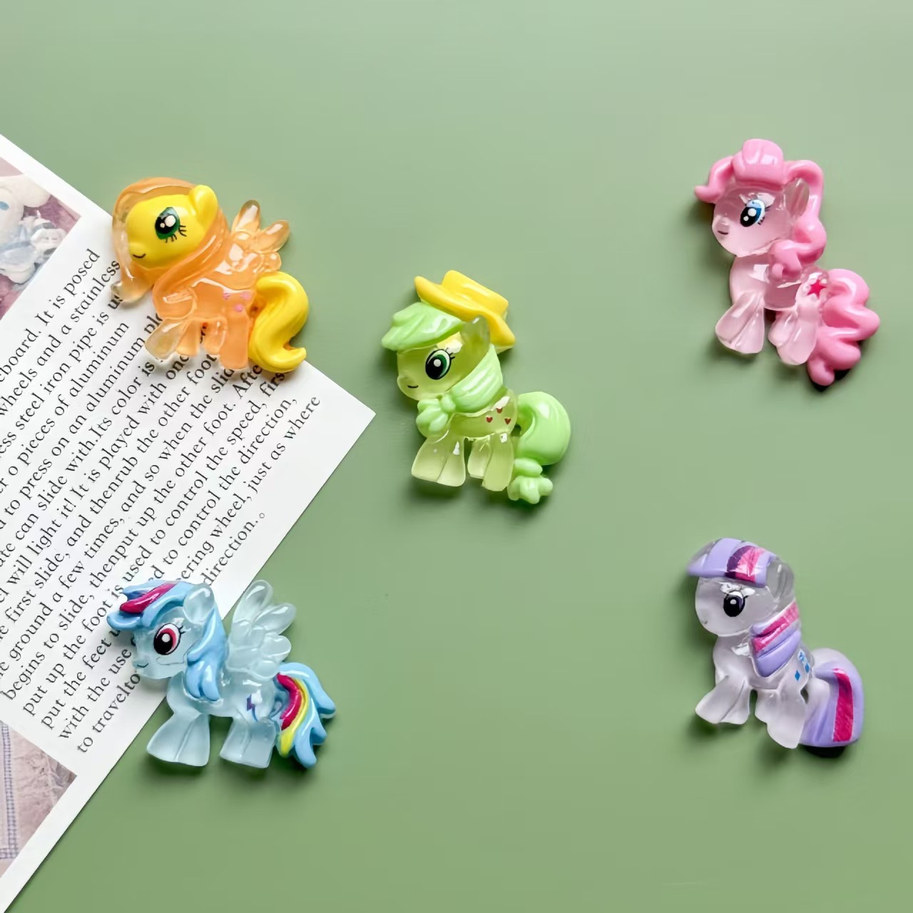 Glow-In-The-Dark My Little Pony Resin Accessories DIY Phone Case Headwear Storage Box Patch Stationery Shoe Flower Materials