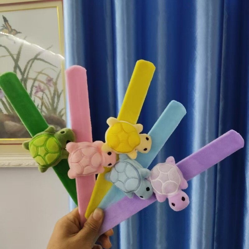 Colorful Turtle Plush Bracelet Cartoon Cute Little Turtle Gift Snap Ring Accessories Student Snap Ring Wrist Gift