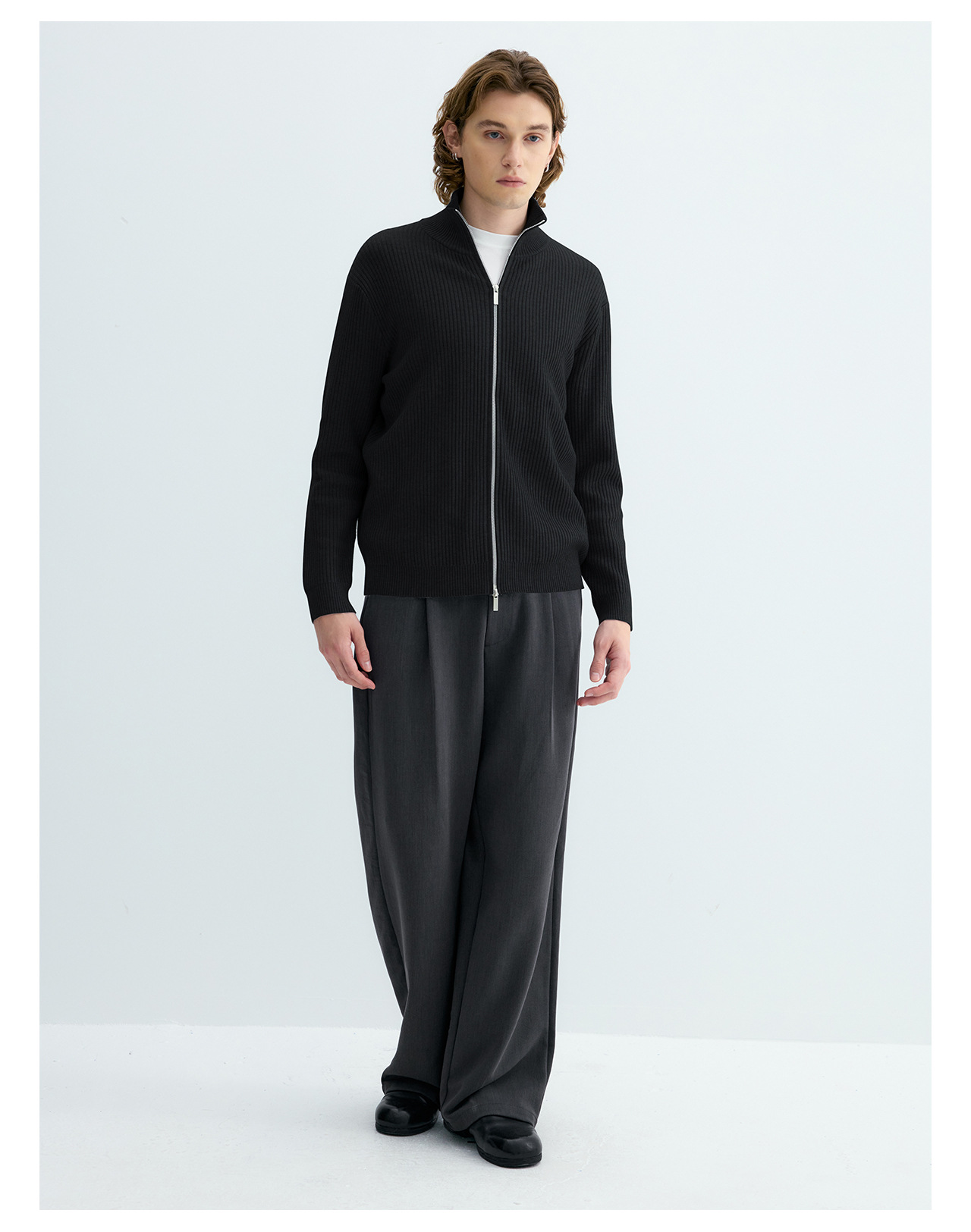UNF Ribbed Knit Zip-Up Cardigan