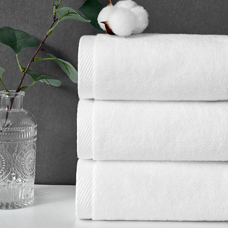 Pure cotton five-star hotel bathroom towels, all-cotton wholesale, thick and large, absorbent white cotton towels