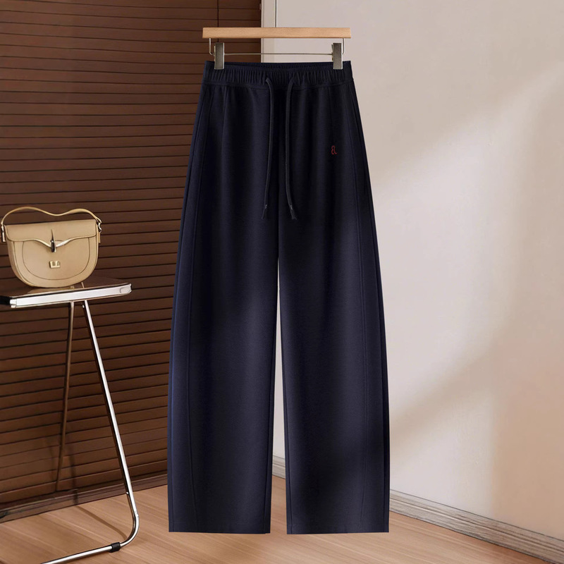 Light Luxury Style Straight-Leg Sweatpants for Women, Spring 2026 New High-Waisted Casual Designer Style, Slimming Loose Fit, Curved Pants
