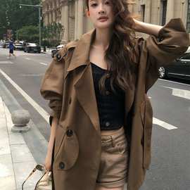 今年流行风衣外套女2025秋季新款巨好看的中长款小个子韩版潮