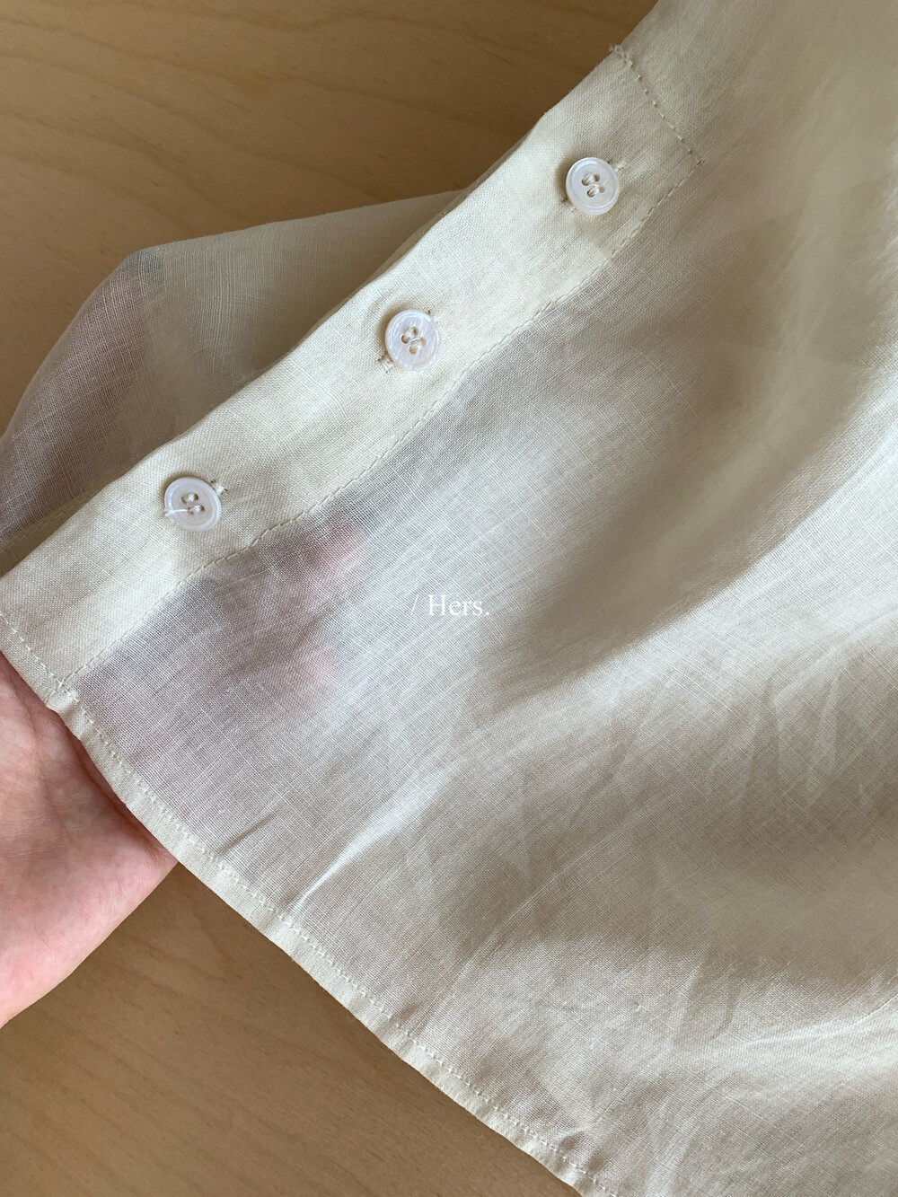 Áo sơ mi nữ linen tay ngắn cổ V phong cách Pháp — nghệ, màu hồng, màu trắng, màu mơ chi tiết 11