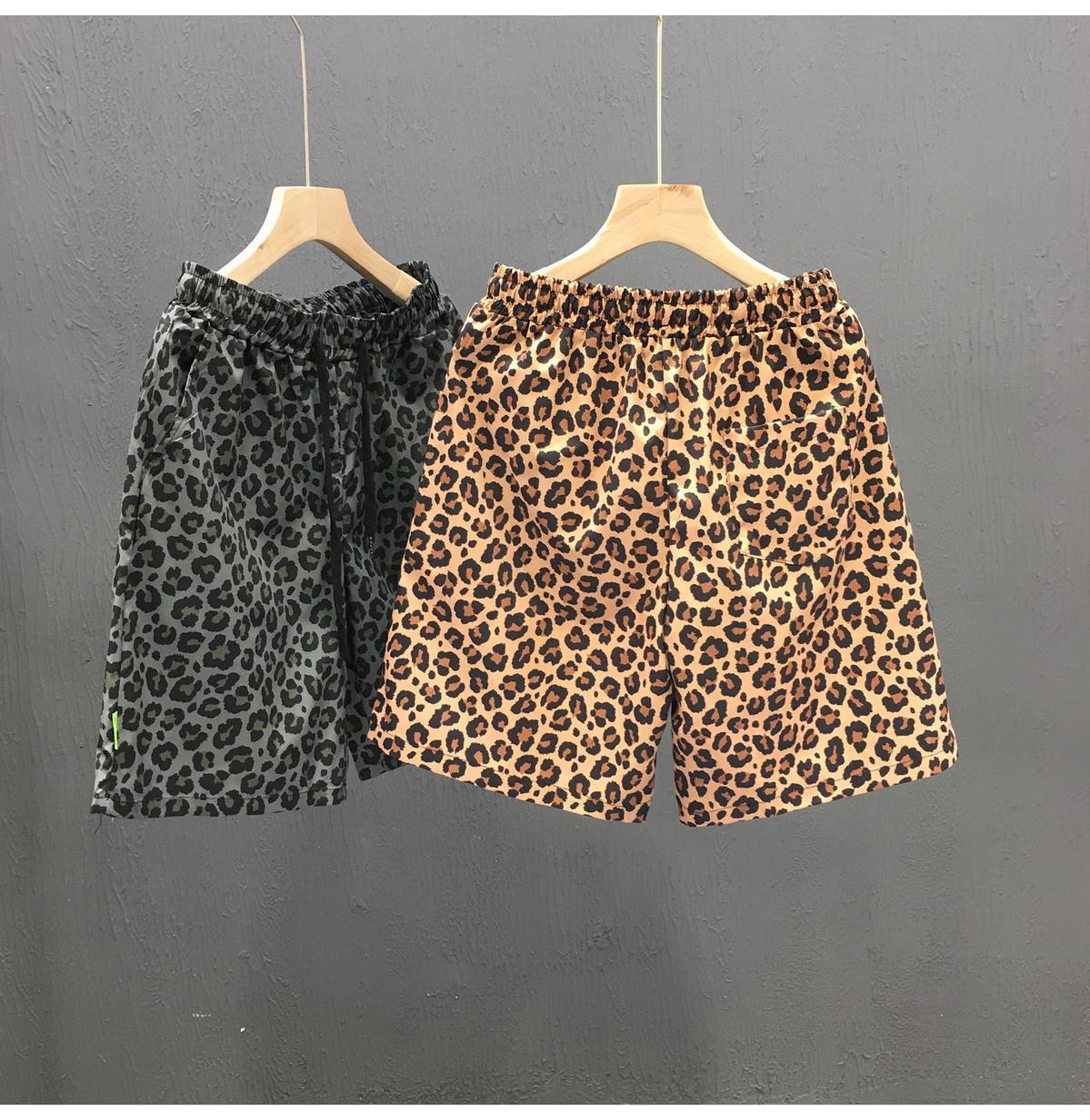 Plus Size Men's Leopard Print Shorts Summer Trendy Beachwear New Thin Style Retro Five Point Cut_viptrois.com