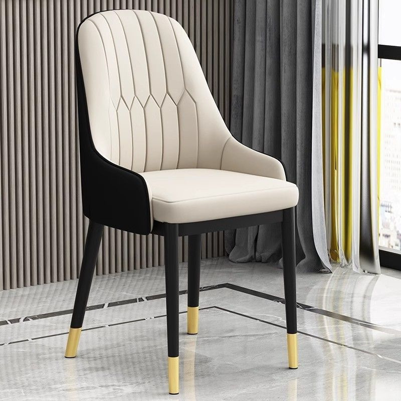 Nordic Light Luxury Dining Chair, Modern Minimalist Home-Use Chair with Backrest, Italian-Style Restaurant Leather Upholstered Hotel Reception Dining Table Chair