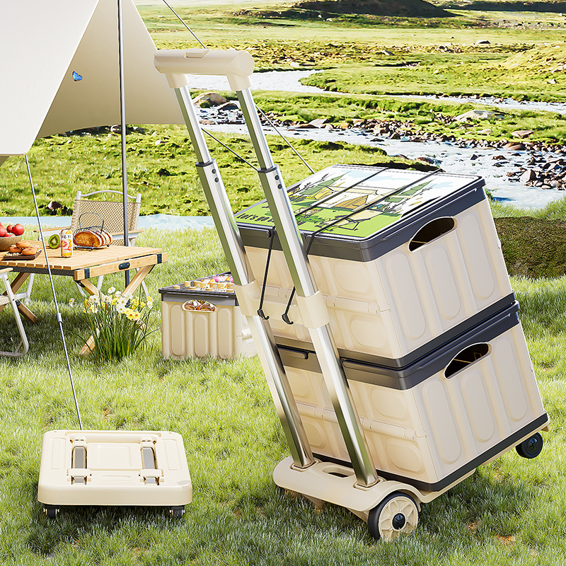 Outdoor Folding Trolley for Home Use, Portable for Picking up Express Delivery, Grocery Shopping, Carrying Shopping Luggage, Camping Trolley, Small Trolley
