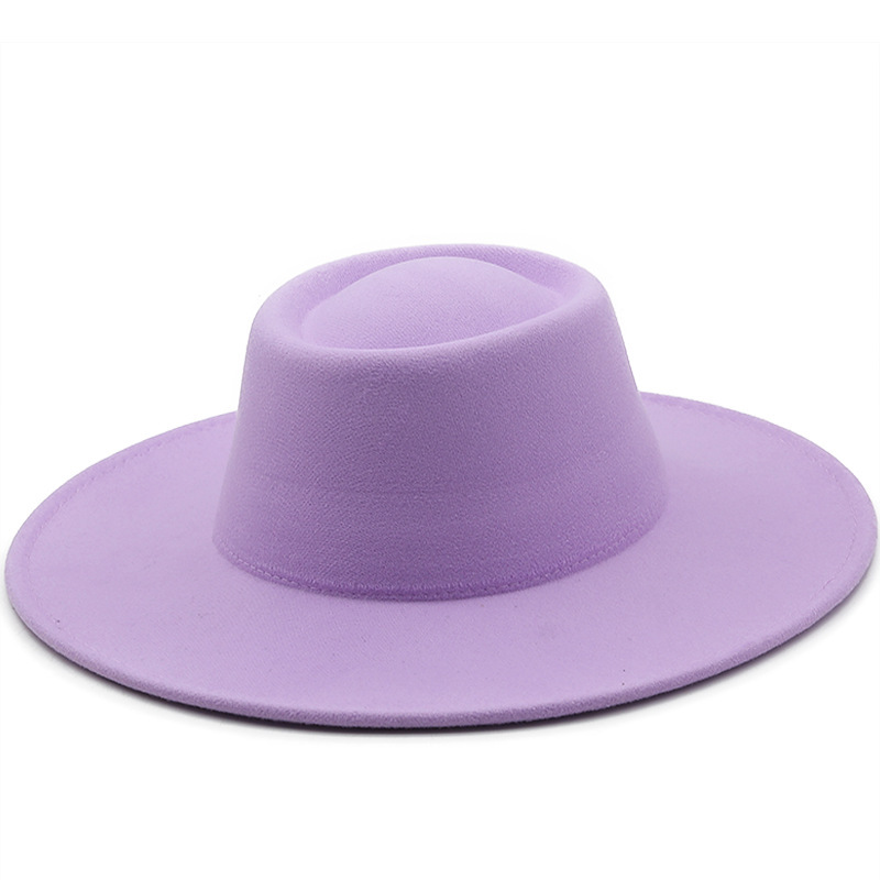 New Style Simple Solid Color Wool 9.5cm Brim Men's and Women's Autumn and Winter Warm Outdoor Oval Ring Top Top Hat
