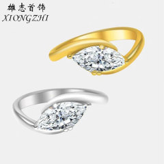 クロスボーダーホットセールダイヤモンドモアッサナイトリングスターリングシルバー925メッキ18Kニッチデザインマーキスモアッサナイトリング女性用