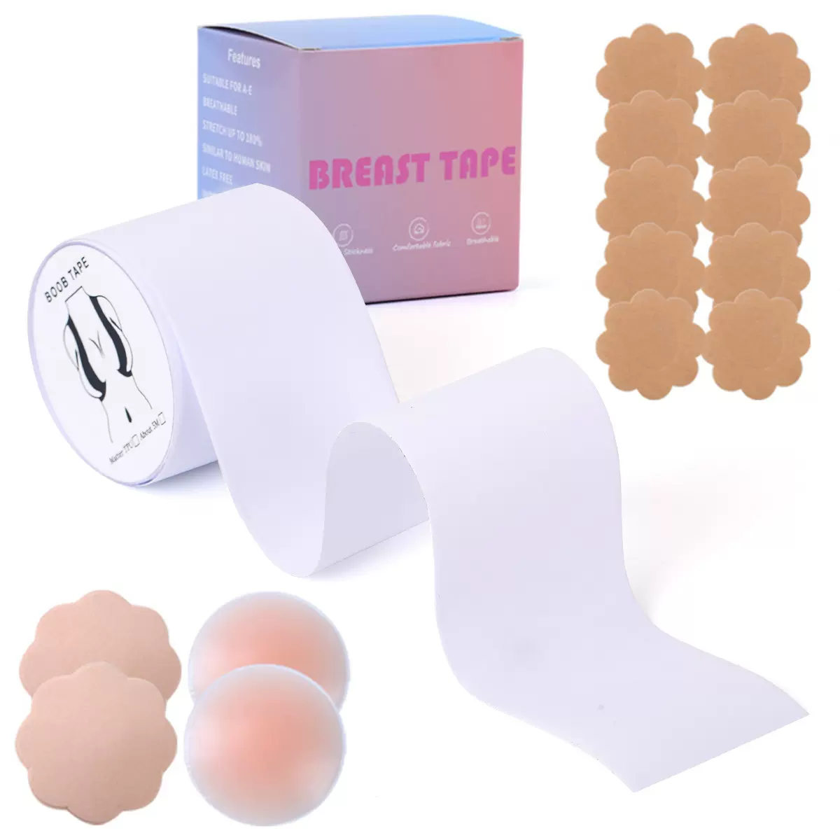 新品亚马逊大胸防下垂聚拢boobtape提拉胸贴绷带 tpu透明胸贴绷带