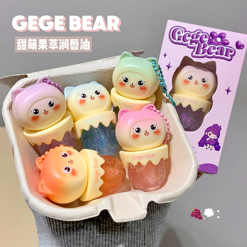 Gege Bear Sweet and Sweet Jelly Lip Oil hidratación, hidratación, desvanecimiento de las marcas labiales, otoño y invierno, lipstick