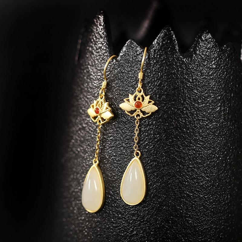 Длинные onyx серьги яшма, образец 925 серебро