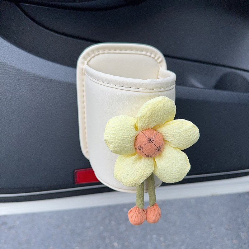 Car cup holder/beverage holder: Qìchē Holder Backrest Fixed - milky-yellow-sunflower-beige-cup-storage-bucket