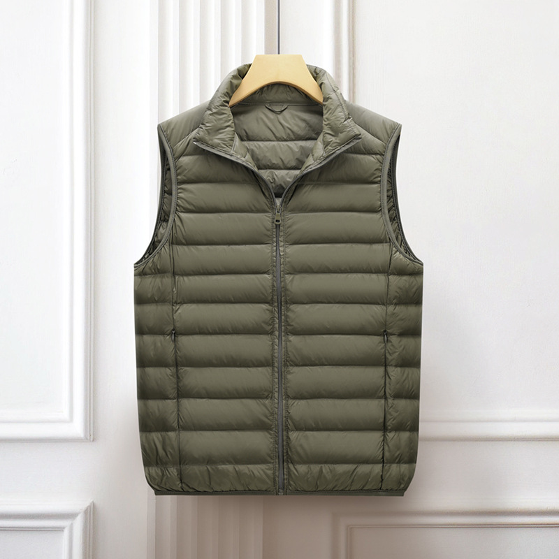 Легкий водонепроницаемый теплый белый утиный пух жилет мужской приливный воротник