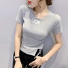 Drawstring T-shirt Short sleeved Summer wear new pattern fashion Irregular jacket Paige have cash less than that is registered in the accounts T-shirt Self cultivation Waist Blouse