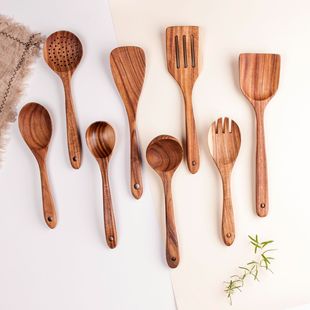 Teak Spatula Full Set of Wooden Spoon Household Non-stick Cooking Spatula Wooden Colander Fork Spoon Kitchen Utensil Set Wholesale