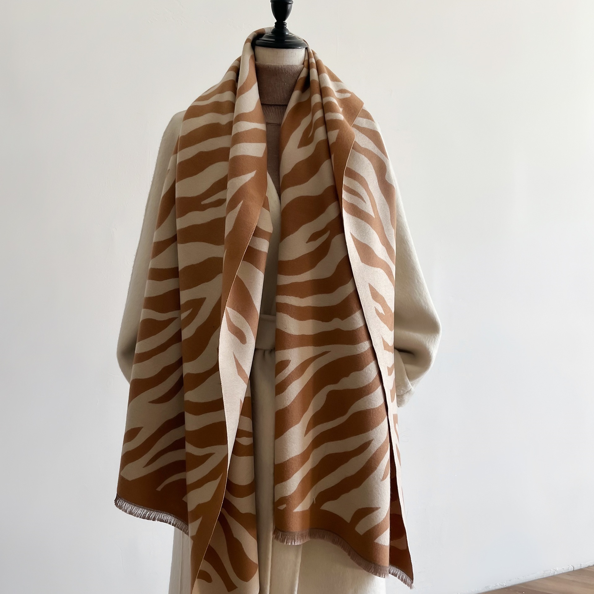 Moda coreana de moda zebra imita bufandas de cachemira para mujeres otoño invierno collar espeso y cálido chal decoración