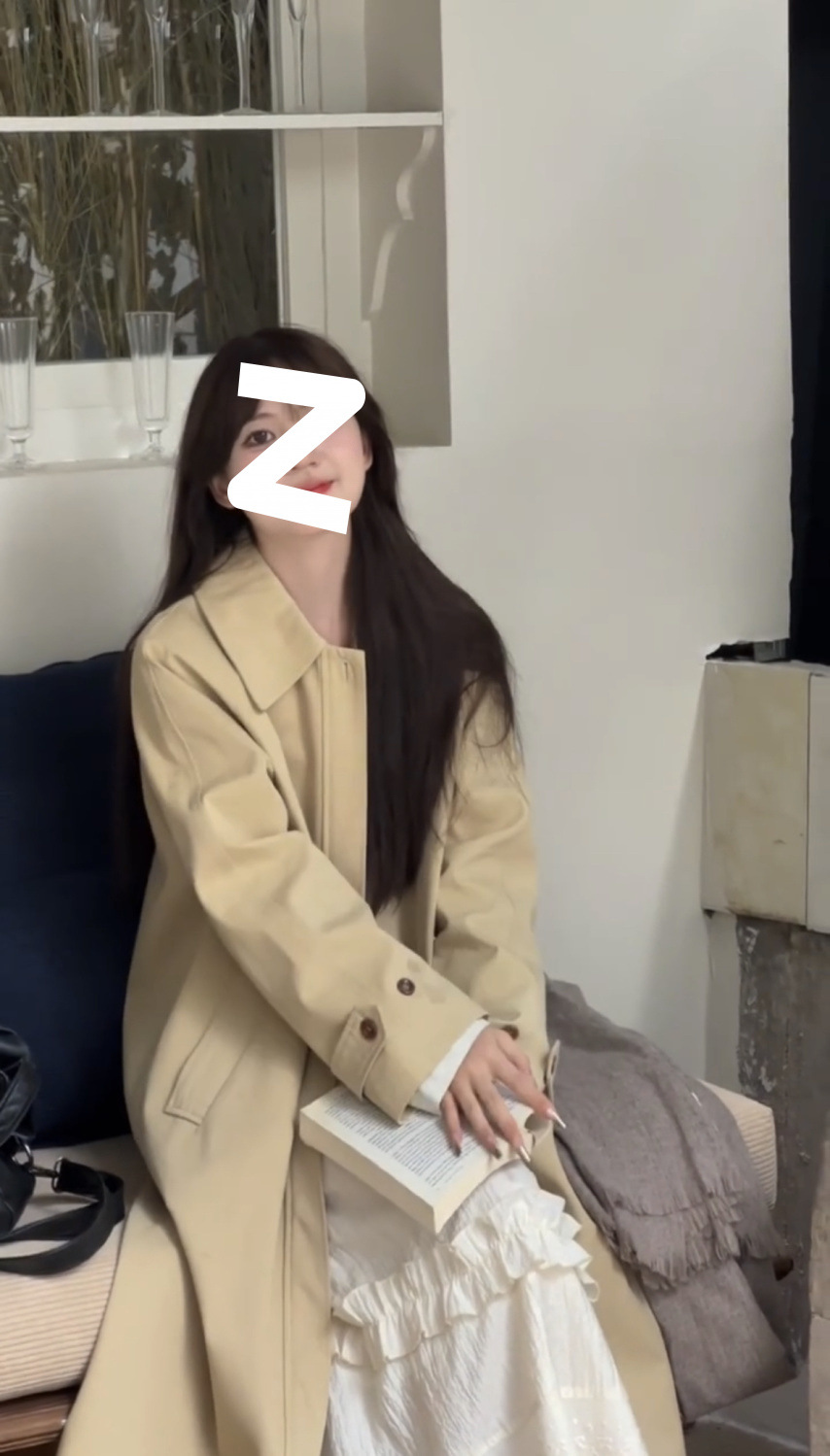 Minimalistisk trenchcoat för kvinnor elegant höst vinter khaki_voghion.com