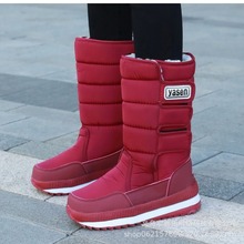 跨境冬季新款东北雪地靴女款防水防滑中筒高加绒棉鞋加厚长筒靴子