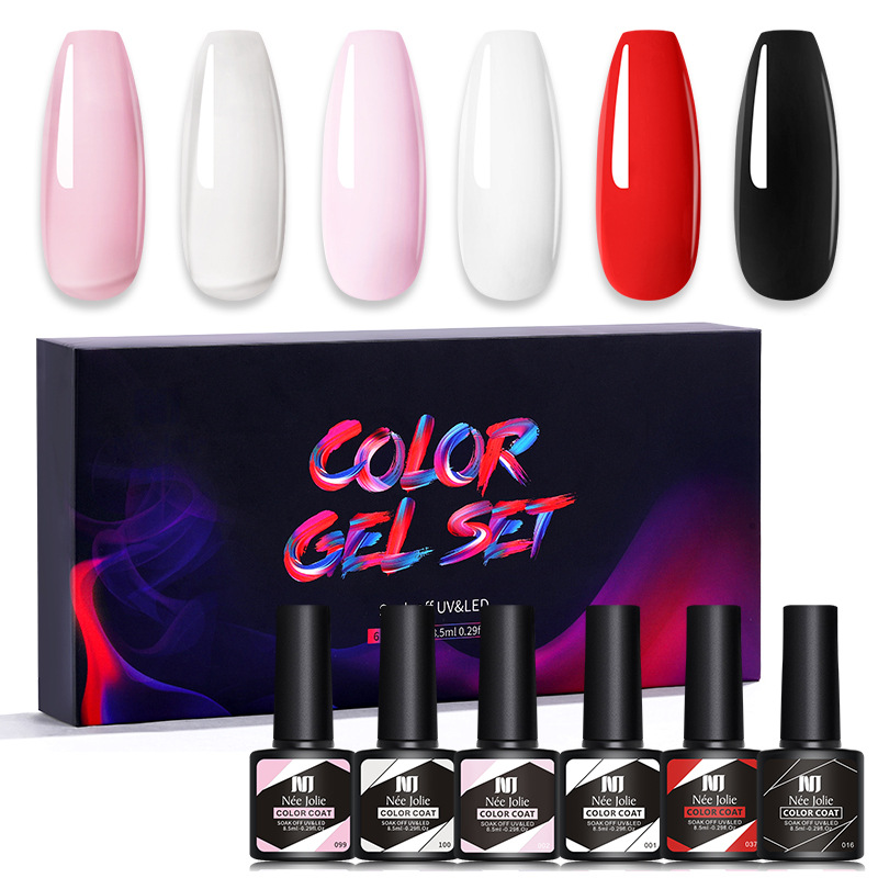 Nee Jolie 6-Farben-Nagellack-Set Gel UV Nail Art Kit mit Base Coat und Top Coat Cross Border Großhandel Neu eingetroffen_voghion.com