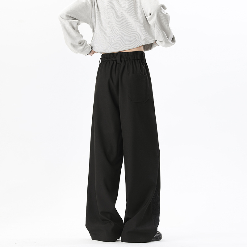 New Chinese-style Men's Trousers For Spring, Trendy Brand With A High-end Feel, Dark Pattern Splicing, Casual Loose_voghion.com