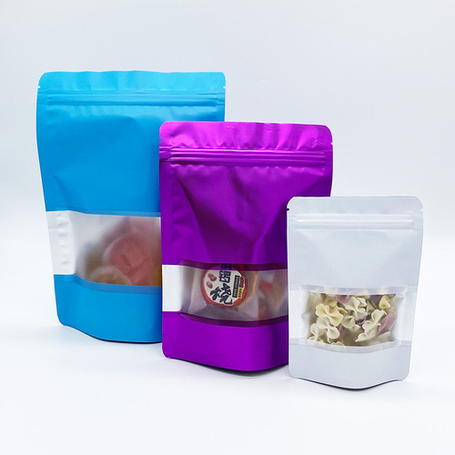 Manufacturer supplies frosted colored aluminum foil window-sealing self-standing bags tea and cereal packaging bags dried fruit food bags