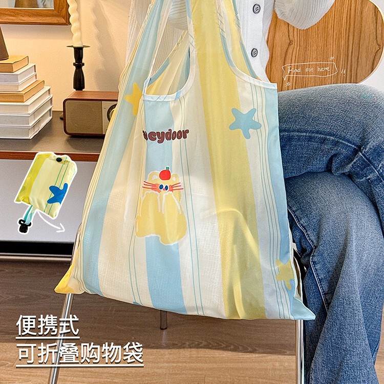 New Shopping Bag Large Capacity Foldable Tote Bag Waterproof Portable Supermarket Grocery Storage Bag Daily Tote Bag