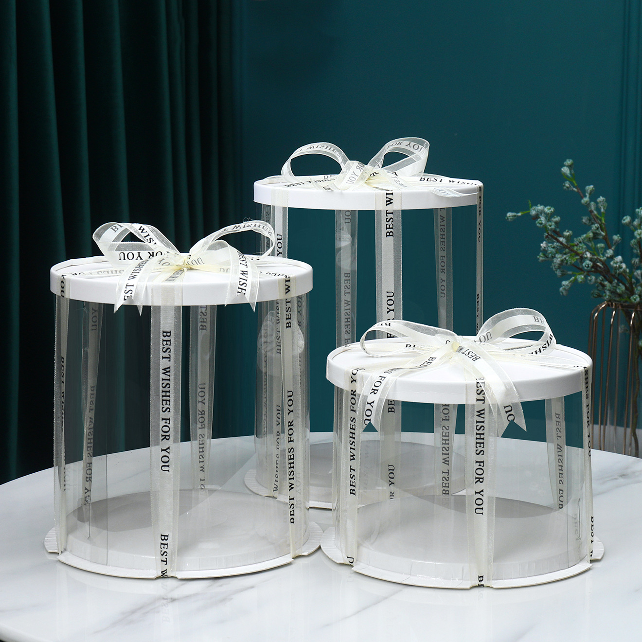 批发圆形透明蛋糕盒6寸8寸10寸单层双层三层加高三合一生日蛋糕盒