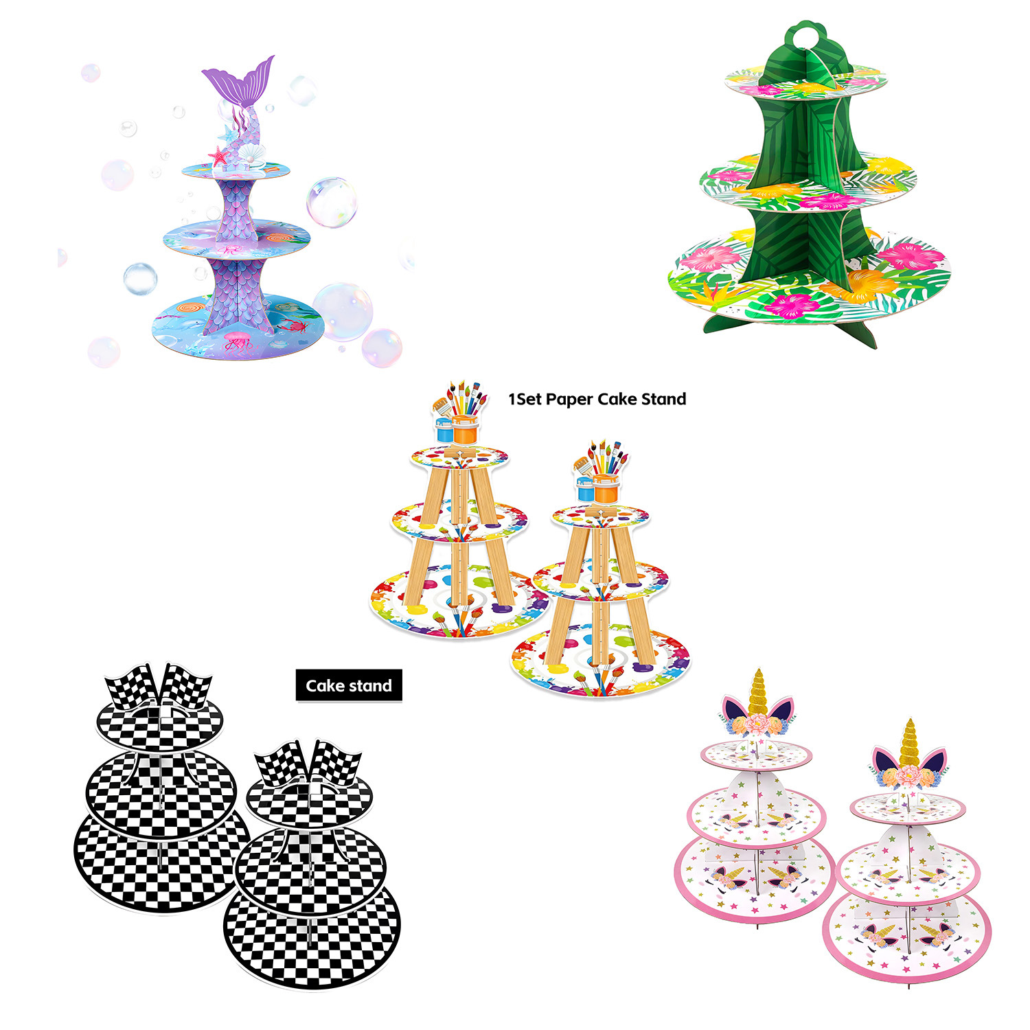 Cross-Border Popular Series of Themed Cake Stands in Stock Collection Party Cake Stands Party Decoration Supplies