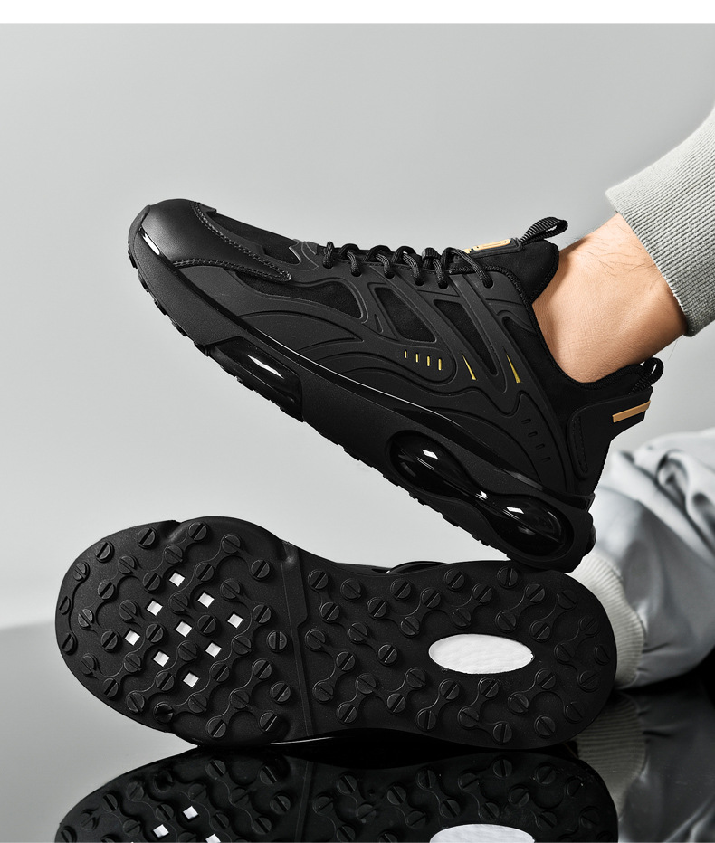 New student sports Dad shoes Basketball men's running shoes Black air cushion sneakers_voghion.com