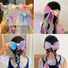 Children's hairgrip, hair mesh with bow, long hairpins, hair accessory, with snowflakes, wholesale