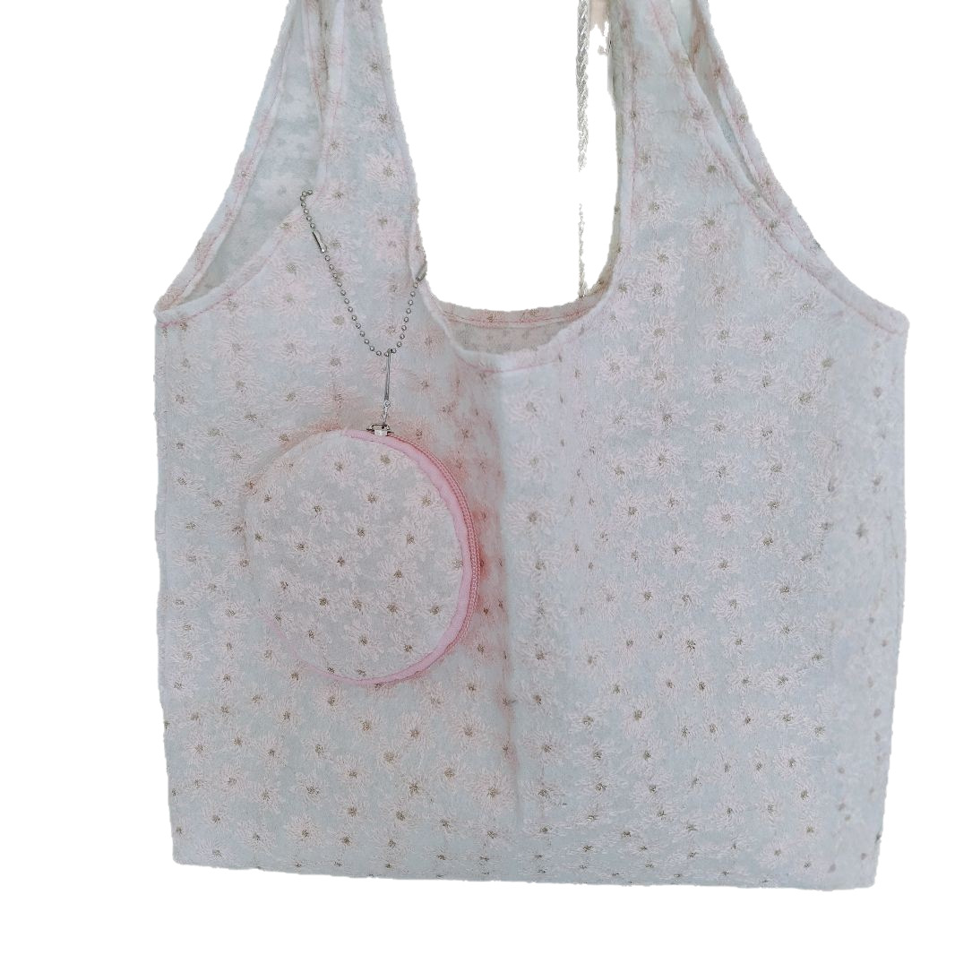 Bolsa de mujer de gran capacidad, bolsa de encaje de flores de cerezo, bolsa de tela, flor de hadas, bolsa de hombro, bolsa de brazo para mujeres