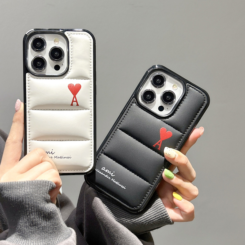 Suitable for Apple 16 mobile phone case X cotton down jacket love 15Pro all-inclusive anti-fall iPhone11 new 13