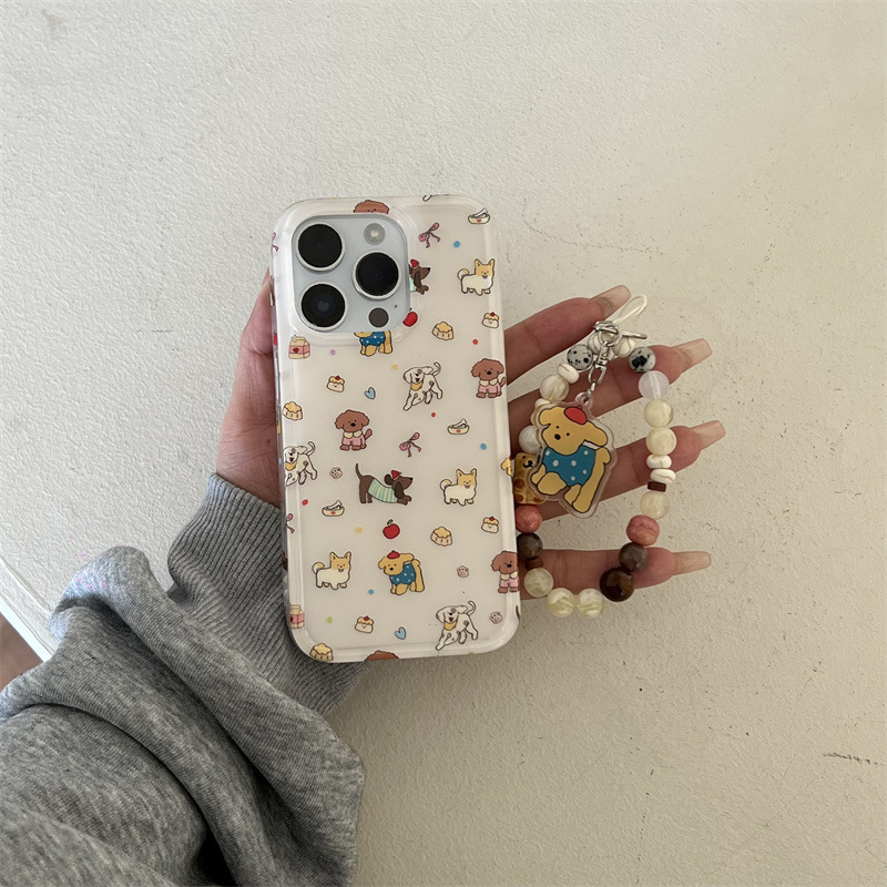 Dibujos animados lindo postre de pantalla completa para perros Apple 16ProMax funda para teléfono móvil 15Pro colgante 14/13 femenino 16