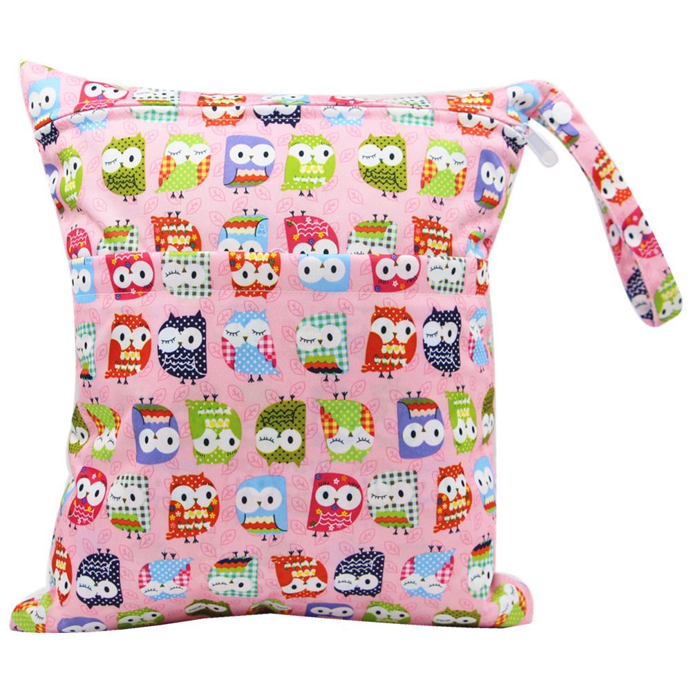 Bolsa de pañales Asenappy Impresión digital bebé doble cremallera impresión impermeable bolsa de pañales aplicación económica