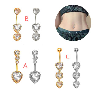 Recommended European and American cross-border punk style heart-shaped belly button ring fashion human body piercing belly button belly button nail jewelry