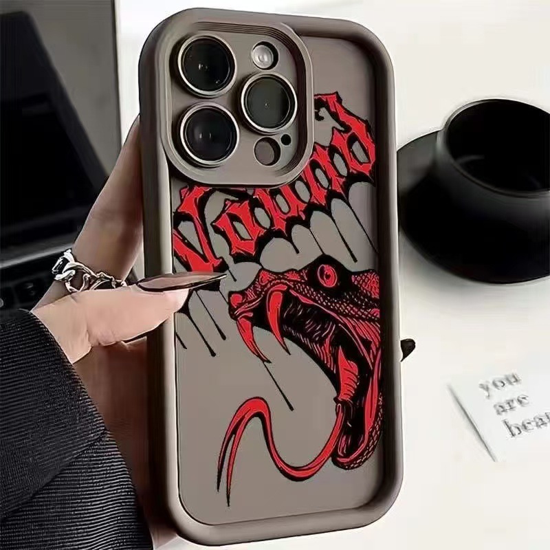 Cabeza de serpiente inglesa europea y americana para iPhone 16pro funda para teléfono móvil Apple 15 anti-caída 14/13promax nuevo 12