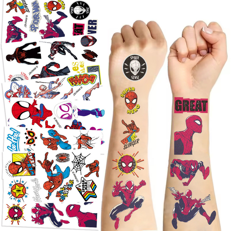 10 sheets Spiderman tattoo stickers temporary disposable holiday party daily party personality decoration in stock wholesale