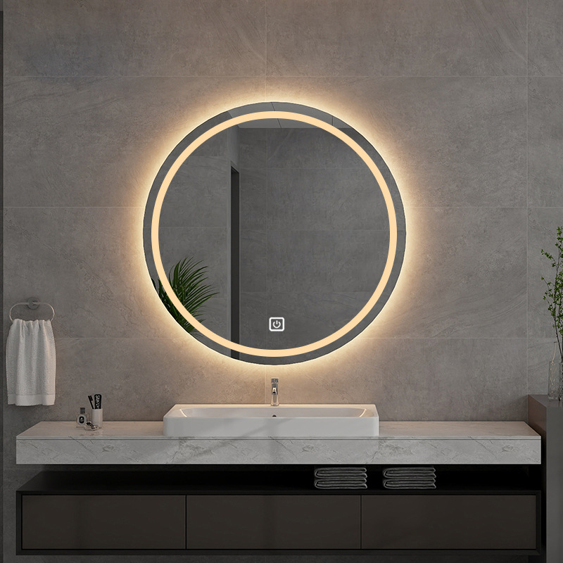 Cross-Border Scandinavian Round Touch-Sensitive Smart Bathroom Bathroom Mirror Led Luminous Anti-Fog Wall-Mounted Makeup Mirror