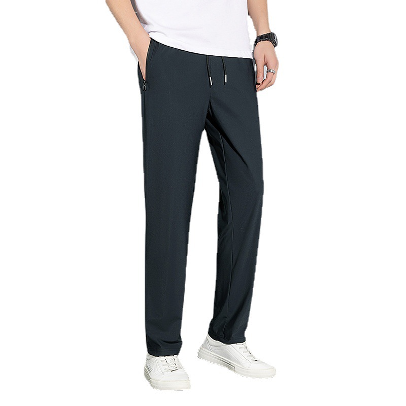 Pantalones de seda de hielo pantalones casuales de los hombres delgados verano 2022 nuevos deportes de secado rápido más los pantalones flacos del tamaño