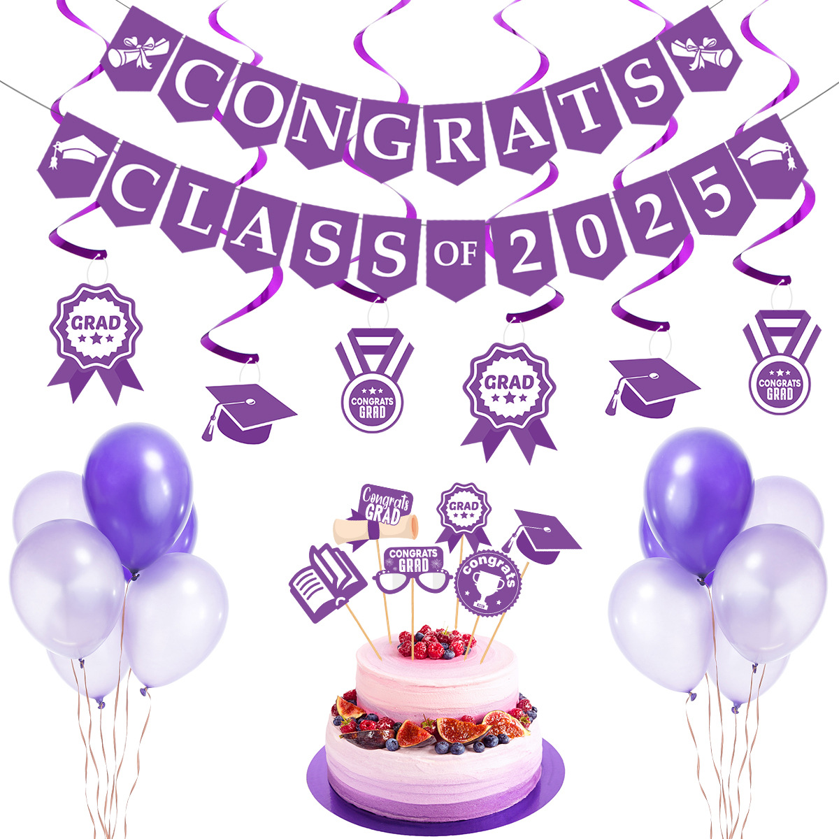 Decoración de la fiesta de la temporada de graduación Bandera de la temporada de graduación Espiral Decoración de pasteles Decoración de la temporada de graduación Personalización de la bandera de la temporada de graduación